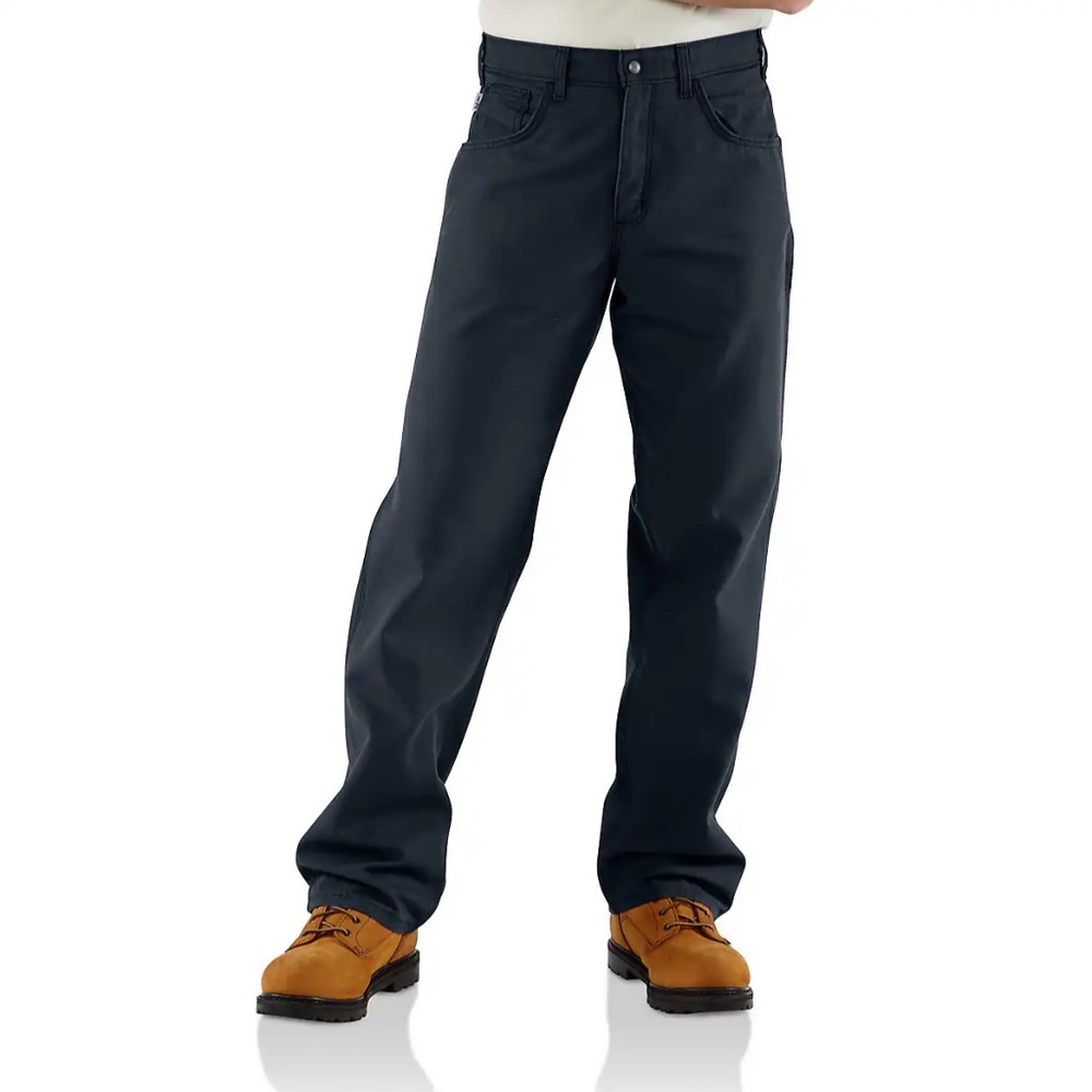 CARHARTT FLAME-RESISTANT MIDWEIGHT NAVY CANVAS PANT-LOOSE FIT 36 X 30